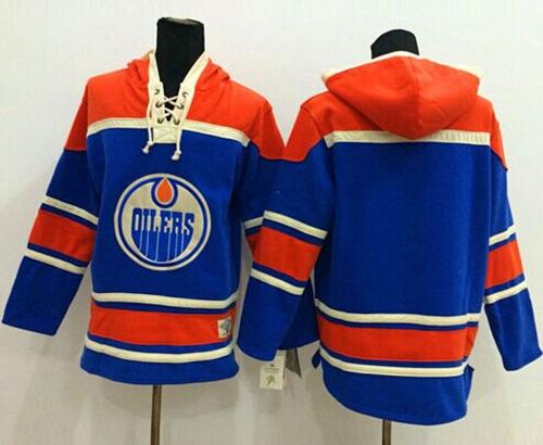 Oilers Blank Light Blue Sawyer Hooded Sweatshirt Stitched NHL Jersey