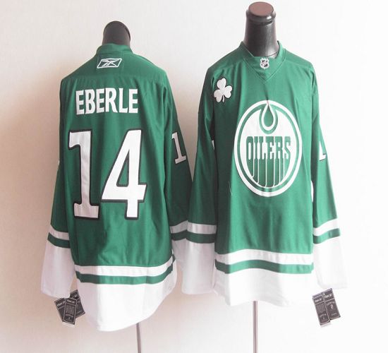Oilers St Patty's Day #14 Jordan Eberle Green Stitched NHL Jersey