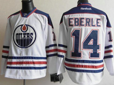 Oilers #14 Jordan Eberle White Stitched NHL Jersey