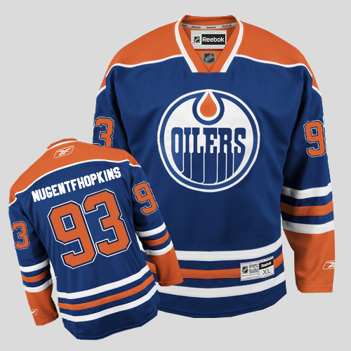 Oilers #93 Nugent Hopkins Ligtht Blue Stitched NHL Jersey