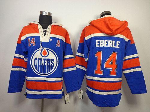 Oilers #14 Jordan Eberle Light Blue Sawyer Hooded Sweatshirt Stitched NHL Jersey