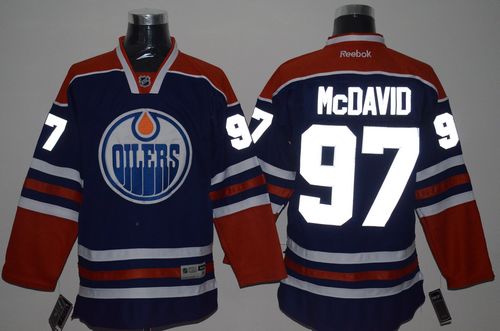 Oilers #97 Connor McDavid Light Blue Reflective Version Stitched NHL Jersey