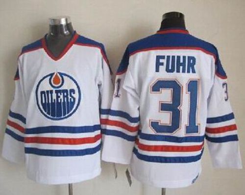 Oilers #31 Grant Fuhr White CCM Throwback Stitched NHL Jersey