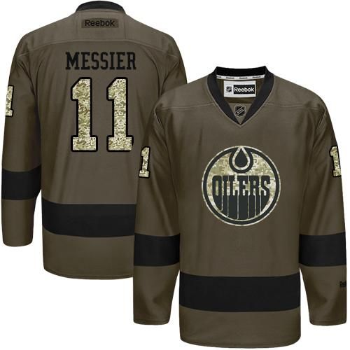 Oilers #11 Mark Messier Green Salute to Service Stitched NHL Jersey
