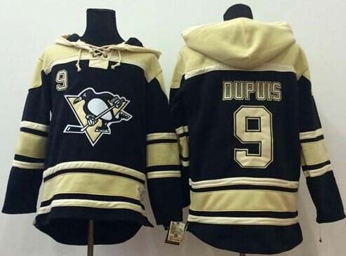Penguins #9 Pascal Dupuis Black Sawyer Hooded Sweatshirt Stitched NHL Jersey