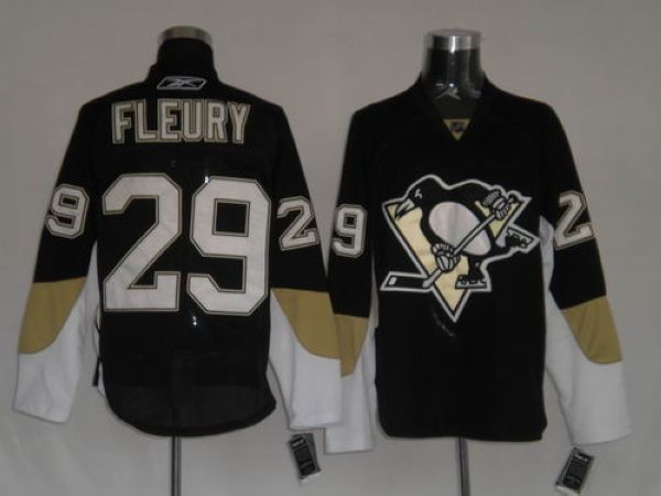 Penguins #29 Andre Fleury Stitched Black NHL Jersey