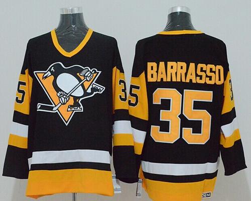 Mitchell&Ness Penguins #35 Tom Barrasso Black Stitched NHL Jersey