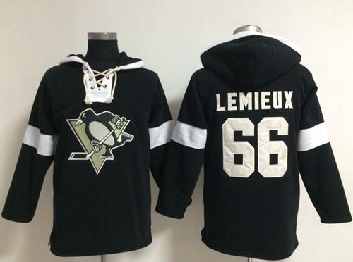 Penguins #66 Mario Lemieux Black NHL Pullover Hoodie