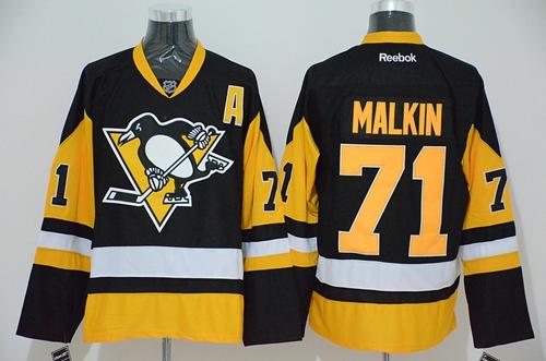Penguins #71 Evgeni Malkin Black Alternate Stitched NHL Jersey