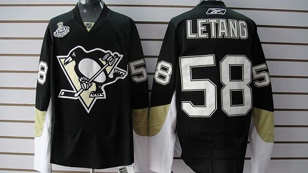 Penguins #58 Kris Letang Stitched Black NHL Jersey