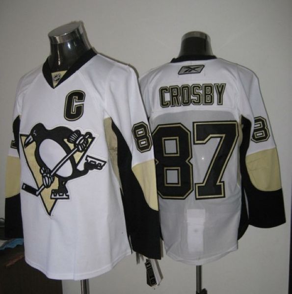 Penguins #87 Sidney Crosby Stitched White NHL Jersey