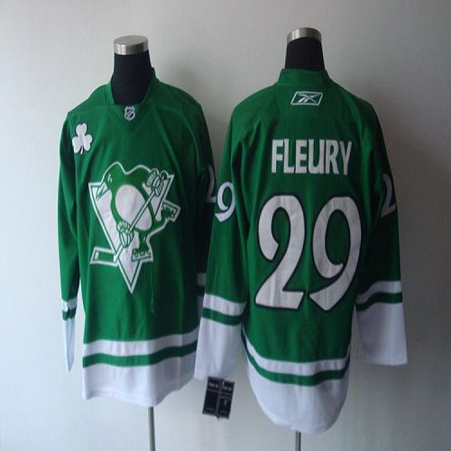Penguins #29 Andre Fleury St. Patty's Day Stitched NHL Jersey