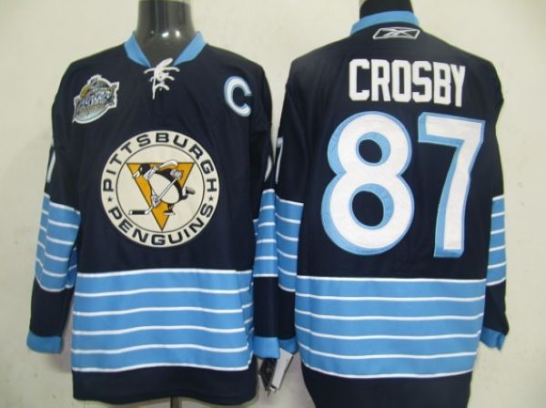 Penguins #87 Sidney Crosby Stitched Dark Blue 2011 Winter Classic Vintage NHL Jersey