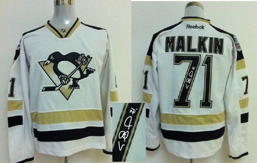 Penguins #71 Evgeni Malkin White 2014 Stadium Series Autographed Stitched NHL Jersey