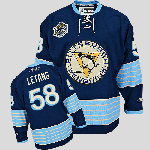 Penguins #58 Kris Letang 2011 Winter Classic Vintage Stitched Dark Blue NHL Jersey