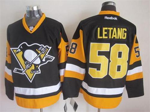 Penguins #58 Kris Letang Black Alternate Stitched NHL Jersey
