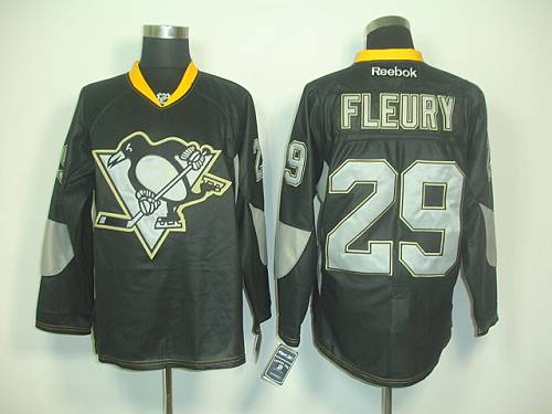 Penguins #29 Andre Fleury Black Ice Stitched NHL Jersey