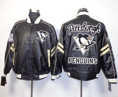 Pittsburgh Penguins NHL Black Leather Jacket