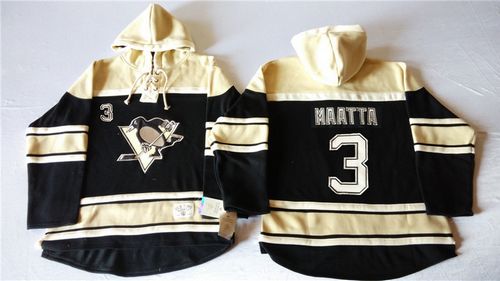 Penguins #3 Olli Maatta Black Sawyer Hooded Sweatshirt Stitched NHL Jersey
