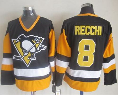 Penguins #8 Mark Recchi Black CCM Throwback Stitched NHL Jersey