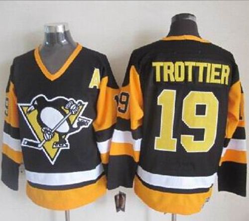 Penguins #19 Bryan Trottier Black CCM Throwback Stitched NHL Jersey