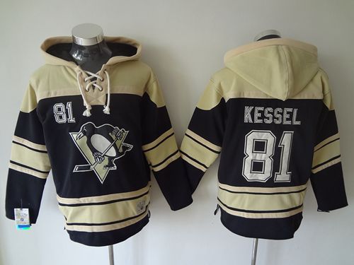 Penguins #81 Phil Kessel Black Sawyer Hooded Sweatshirt Stitched NHL Jersey