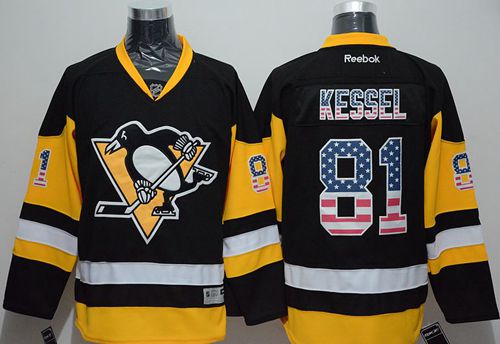 Penguins #81 Phil Kessel Black Alternate USA Flag Fashion Stitched NHL Jersey
