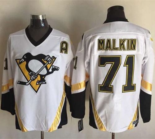 Penguins #71 Evgeni Malkin White CCM Throwback Stitched NHL Jersey