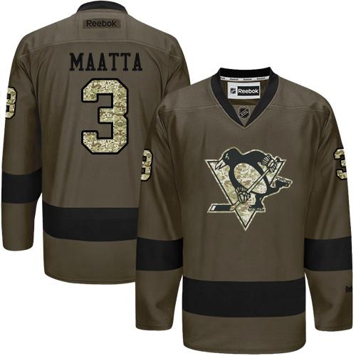 Penguins #3 Olli Maatta Green Salute to Service Stitched NHL Jersey