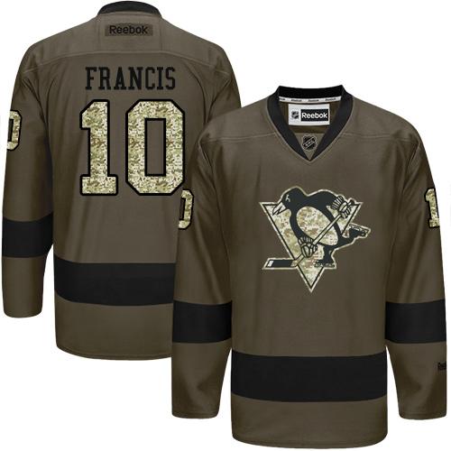 Penguins #10 Ron Francis Green Salute to Service Stitched NHL Jersey