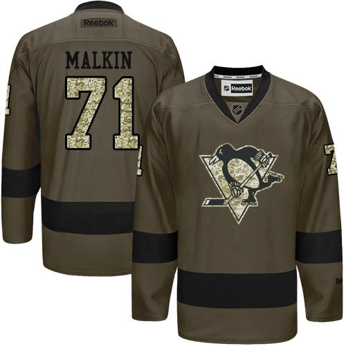 Penguins #71 Evgeni Malkin Green Salute to Service Stitched NHL Jersey