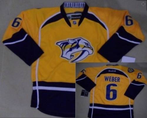 Predators #6 Shea Weber Yellow Stitched NHL Jersey