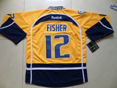 Predators #12 Mike Fisher Yellow Home Stitched NHL Jersey