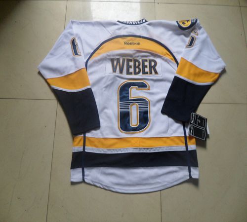 Predators #6 Shea Weber White Road Stitched NHL Jersey