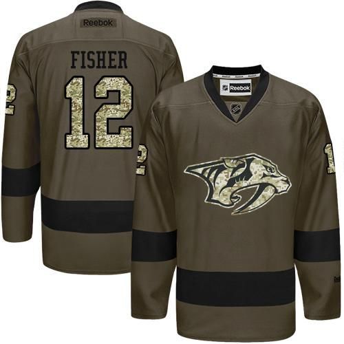 Predators #12 Mike Fisher Green Salute to Service Stitched NHL Jersey