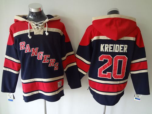 Rangers #20 Chris Kreider Blue Sawyer Hooded Sweatshirt Stitched NHL Jersey