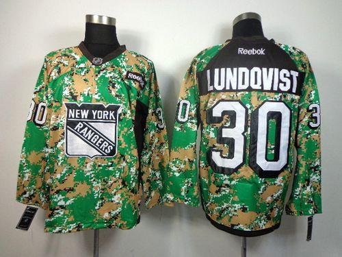 Rangers #30 Henrik Lundqvist Camo Veterans Day Practice Stitched NHL Jersey