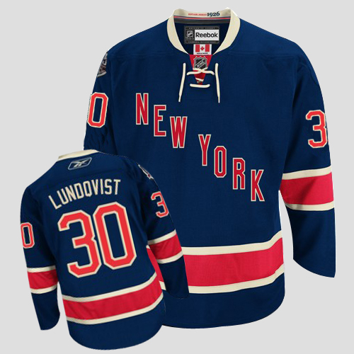 Rangers #30 Henrik Lundqvist Stitched Dark Blue 85TH  Third NHL Jersey