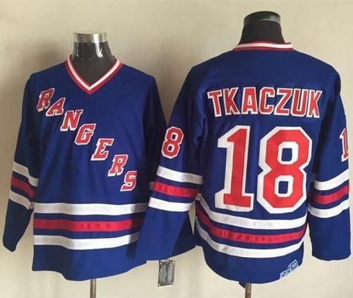 Rangers #18 Walt Tkaczuk Blue CCM Heroes of Hockey Alumni Stitched NHL Jersey