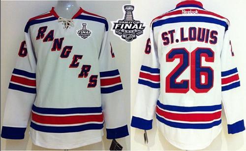 Rangers #26 Martin St.Louis White With 2014 Stanley Cup Finals Stitched NHL Jersey