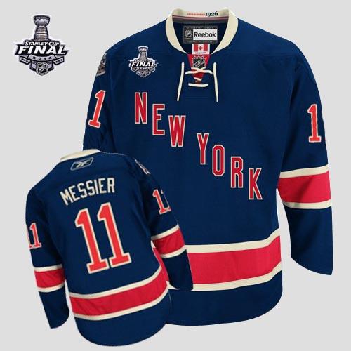 Rangers #11 Mark Messier Dark Blue 85TH Third With 2014 Stanley Cup Finals Stitched NHL Jersey