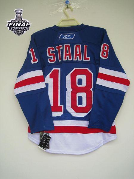 Rangers #18 Marc Staal Blue With 2014 Stanley Cup Finals Stitched NHL Jersey