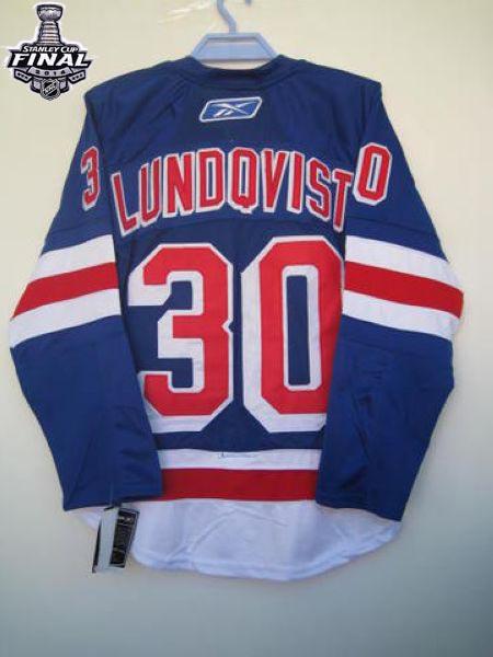 Rangers #30 Henrik Lundqvist Blue With 2014 Stanley Cup Finals Stitched NHL Jersey