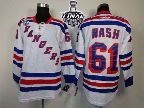Rangers #61 Rick Nash White Road With 2014 Stanley Cup Finals Stitched NHL Jersey