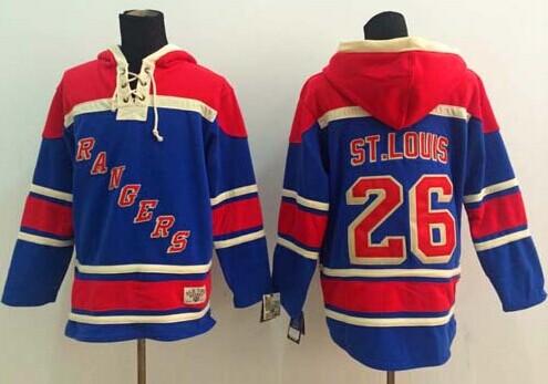 Rangers #26 Martin St.Louis Blue Sawyer Hooded Sweatshirt Stitched NHL Jersey