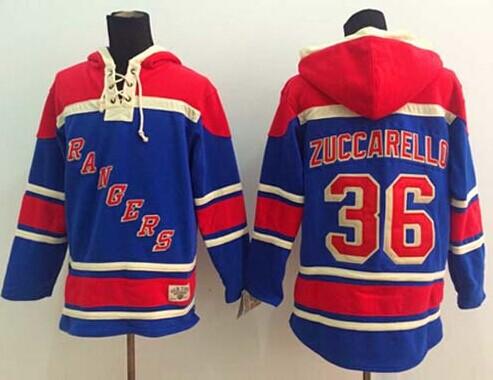 Rangers #36 Mats Zuccarello Blue Sawyer Hooded Sweatshirt Stitched NHL Jersey