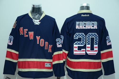 Rangers #20 Chris Kreider Navy Blue USA Flag Fashion Stitched NHL Jersey