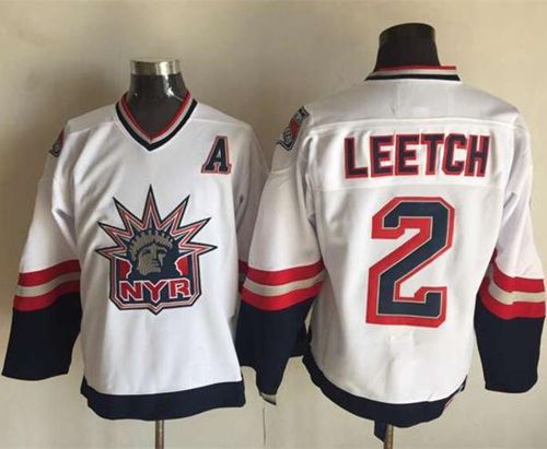 Rangers #2 Brian Leetch White CCM Statue of Liberty Stitched NHL Jersey
