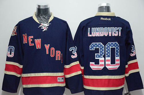 Rangers #30 Henrik Lundqvist Navy Blue USA Flag Fashion Stitched NHL Jersey