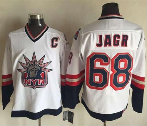 Rangers #68 Jaromir Jagr White CCM Statue of Liberty Stitched NHL Jersey